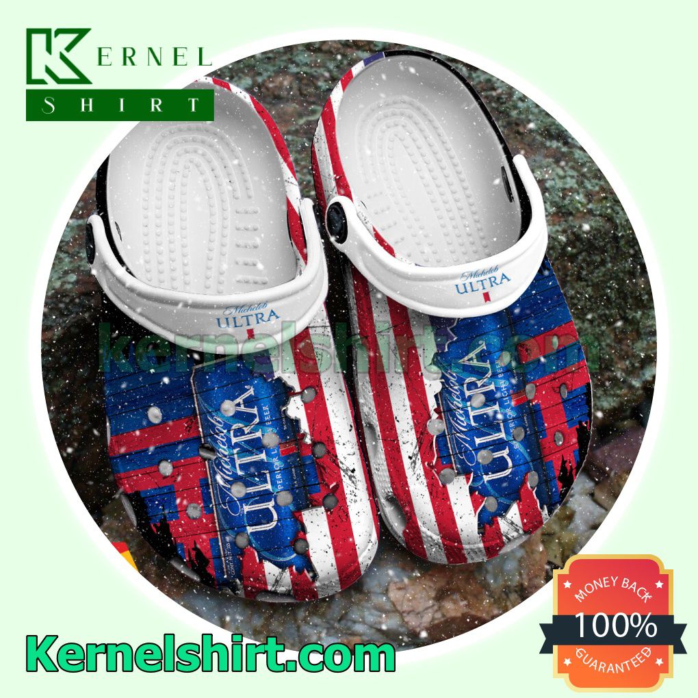 USA Flag Pattern Michelob ULTRA Clogs Shoes Slippers Sandals