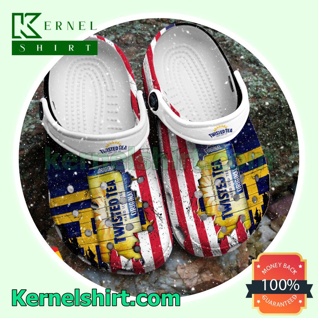 USA Flag Pattern Twisted Tea Clogs Shoes Slippers Sandals