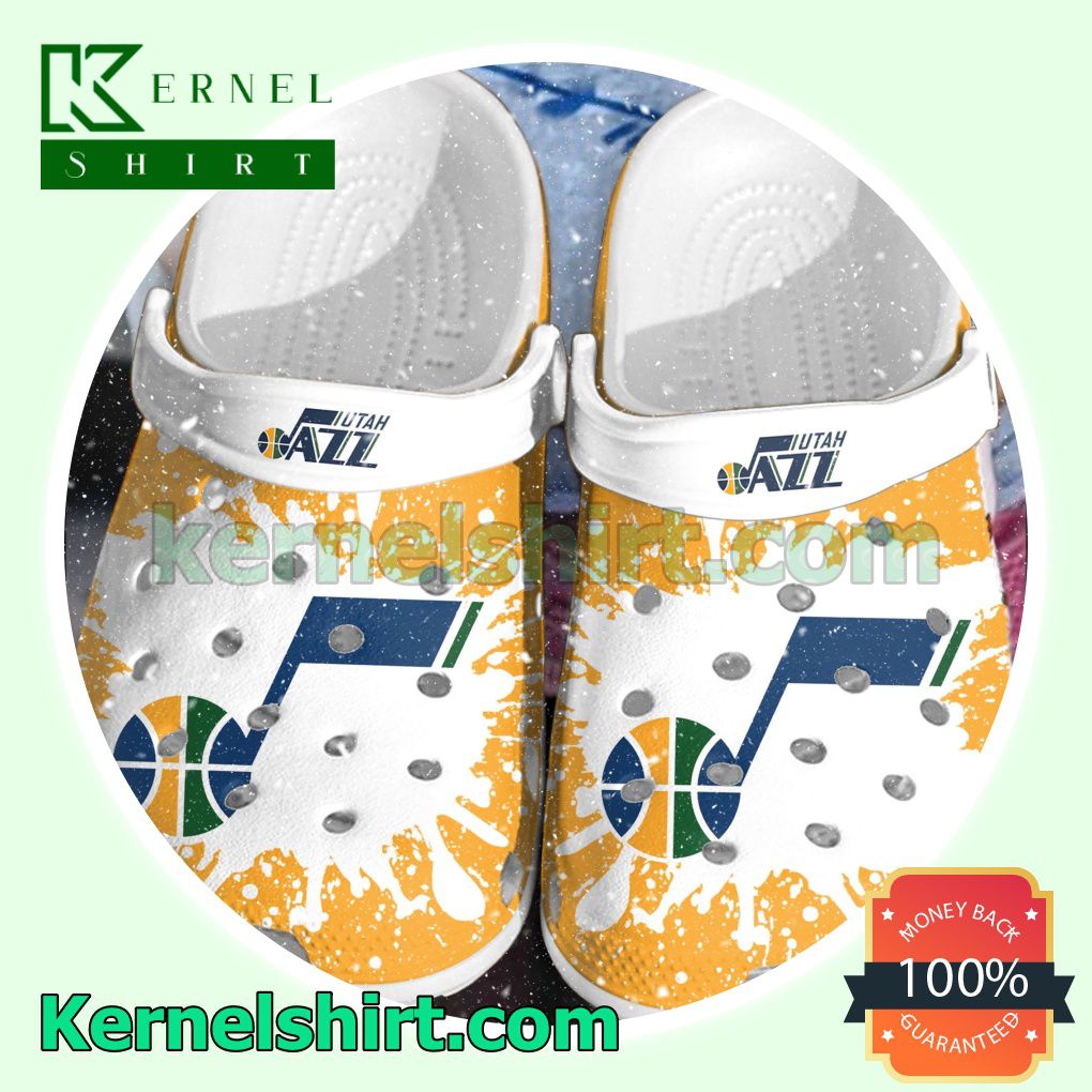 Utah Jazz Logo Color Splash Clogs Shoes Slippers Sandals