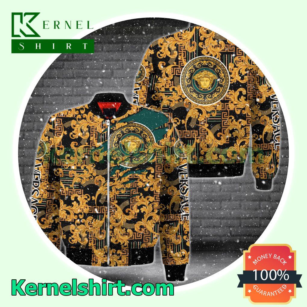 Versace Golden Baroque Pattern Varsity Jacket Coat Outwear