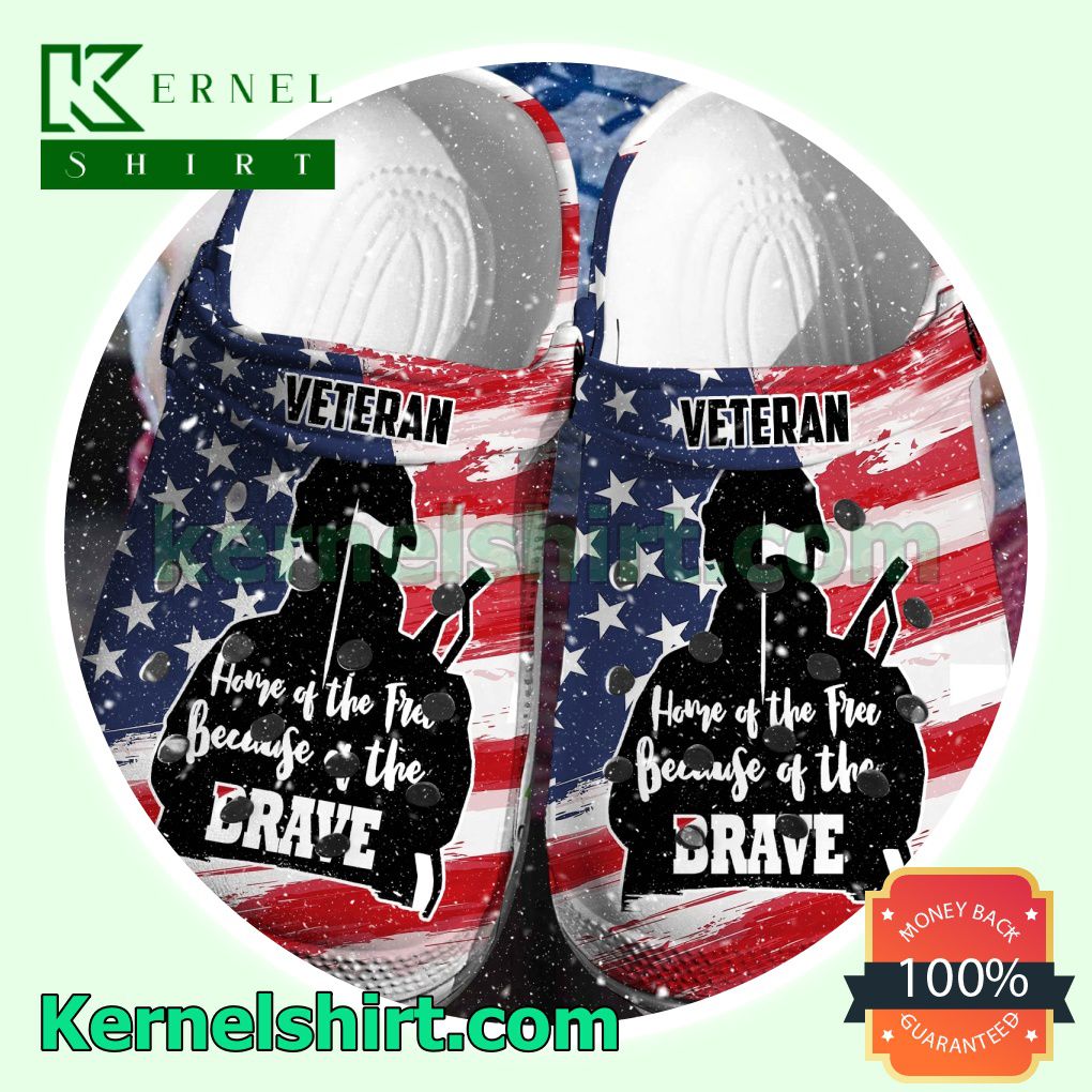 Veteran Home Of The Free Because Of The Brave American Flag Clogs Shoes Slippers Sandals