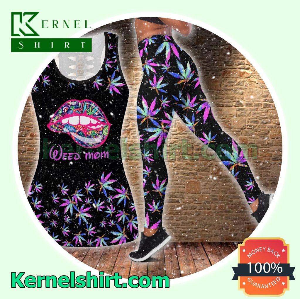 Weed Mom Black Hooded Sweatshirt Women Legging