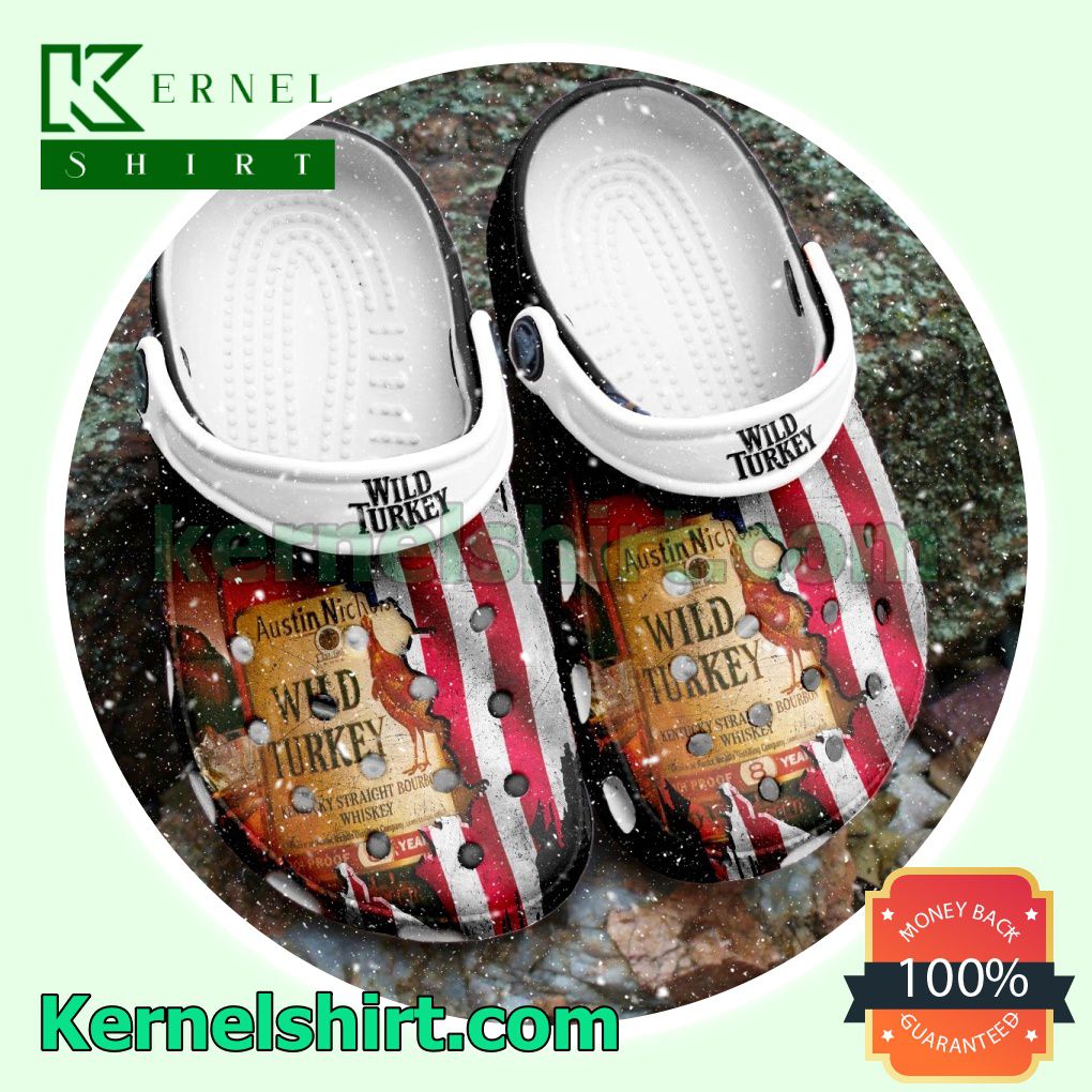 Wild Turkey Whiskey American Flag Clogs Shoes Slippers Sandals