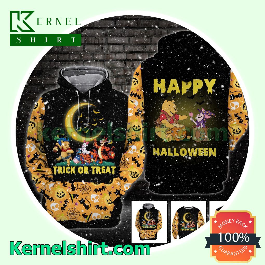 Winnie The Pooh Trick Or Treat Happy Halloween Costume Scary Hooded Sweatshirt