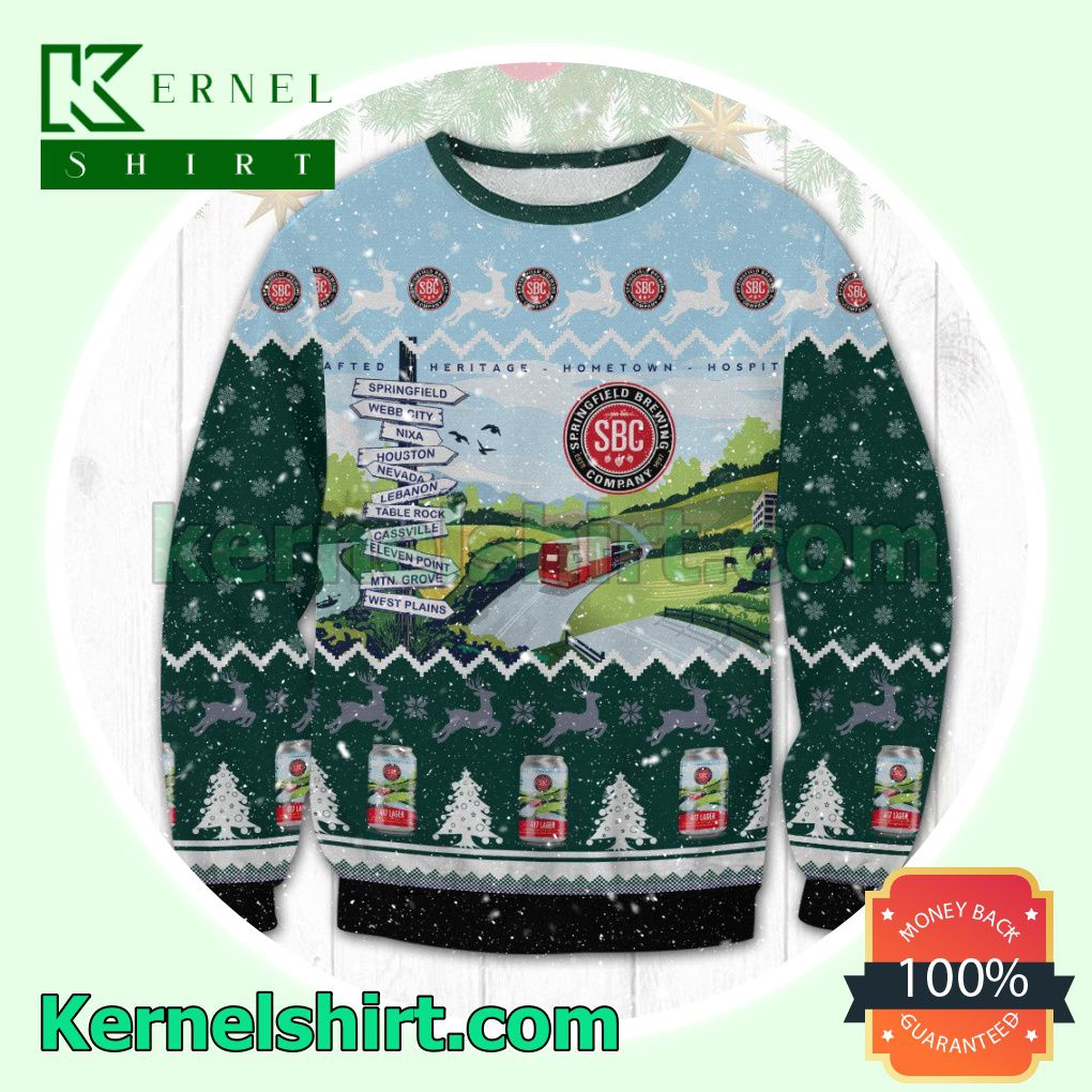 417 Lager Beer Way To Springfield Brewing Company Knitted Christmas Sweatshirts