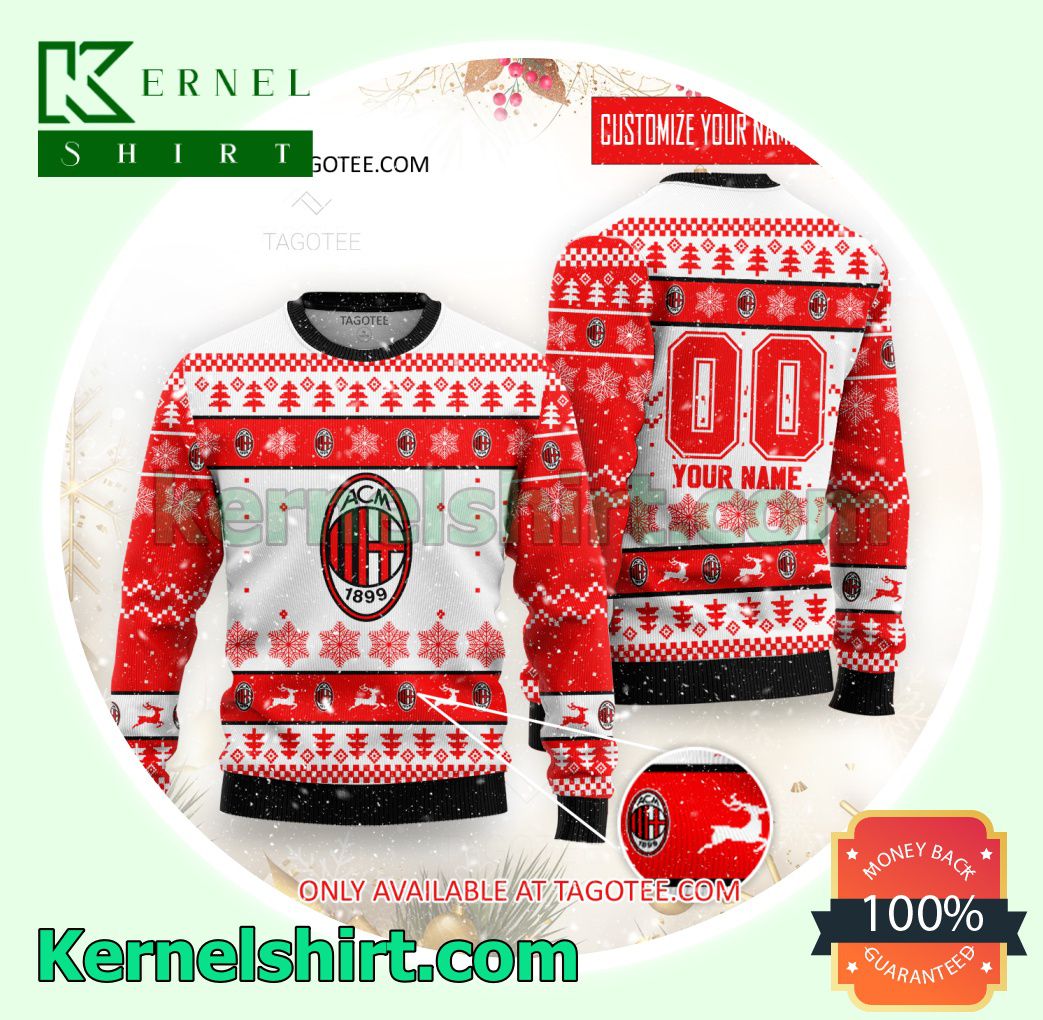 AC Milan Logo Xmas Knit Sweaters