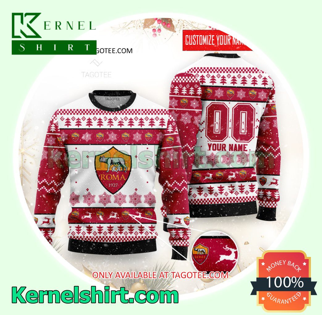 AS Roma Logo Xmas Knit Sweaters