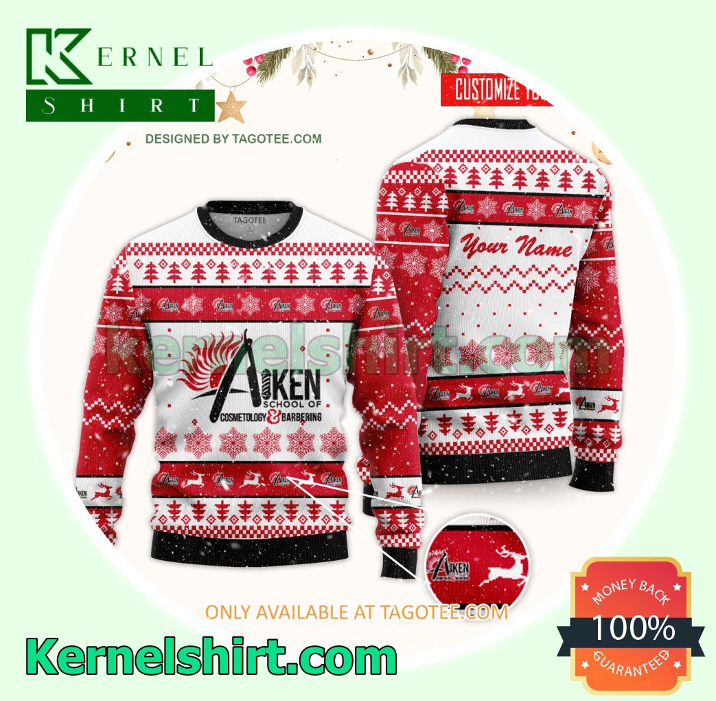 Aiken School of Cosmetology and Barbering Logo Xmas Knit Jumper Sweaters