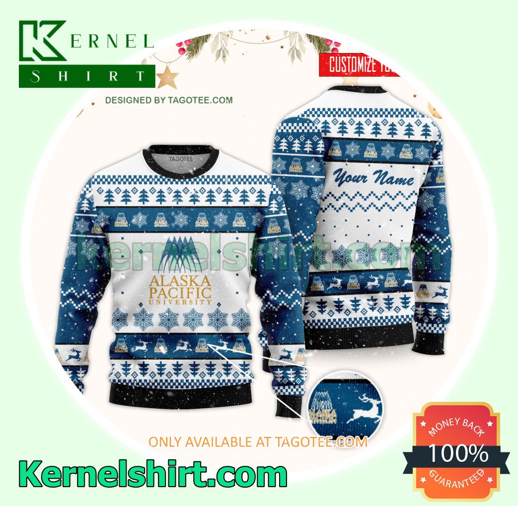 Alaska Pacific University Logo Xmas Knit Jumper Sweaters