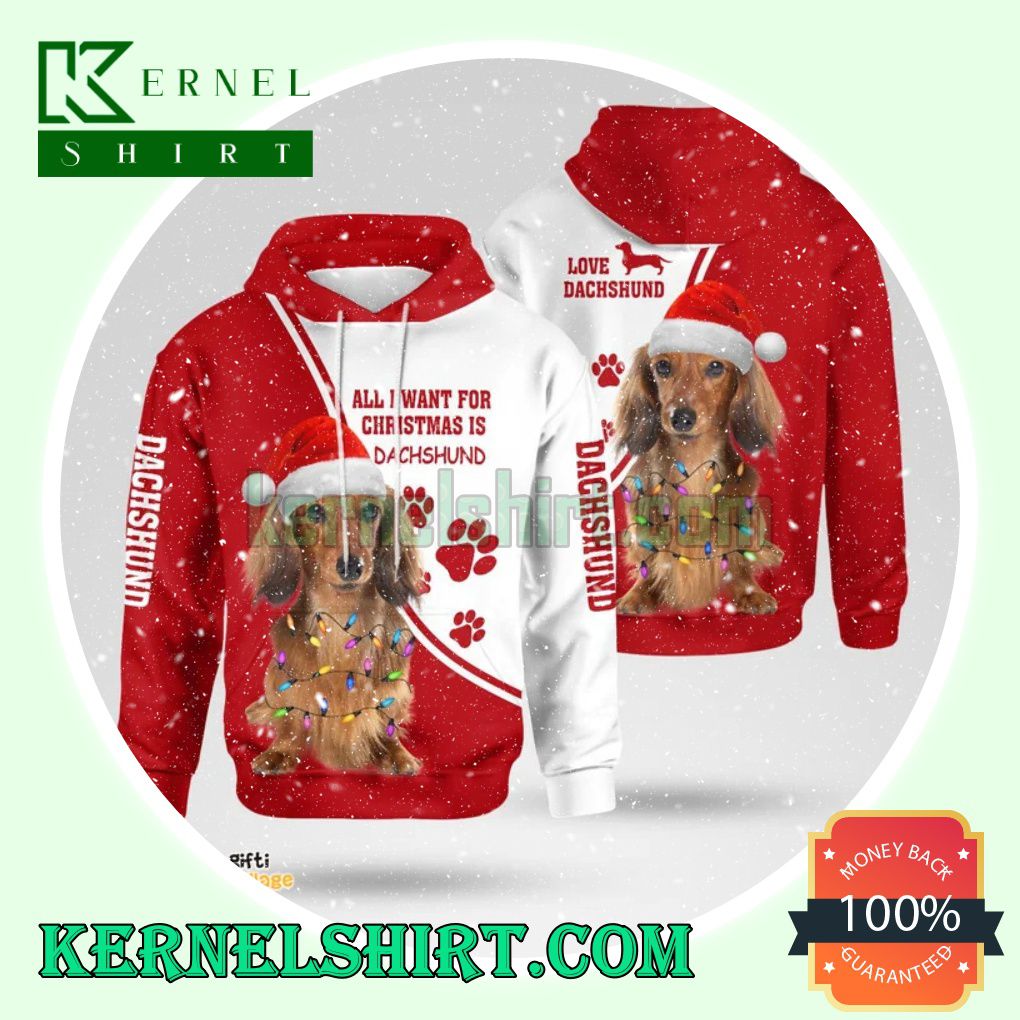 All I Want For Christmas Is Dachshund Hooded Sweatshirts