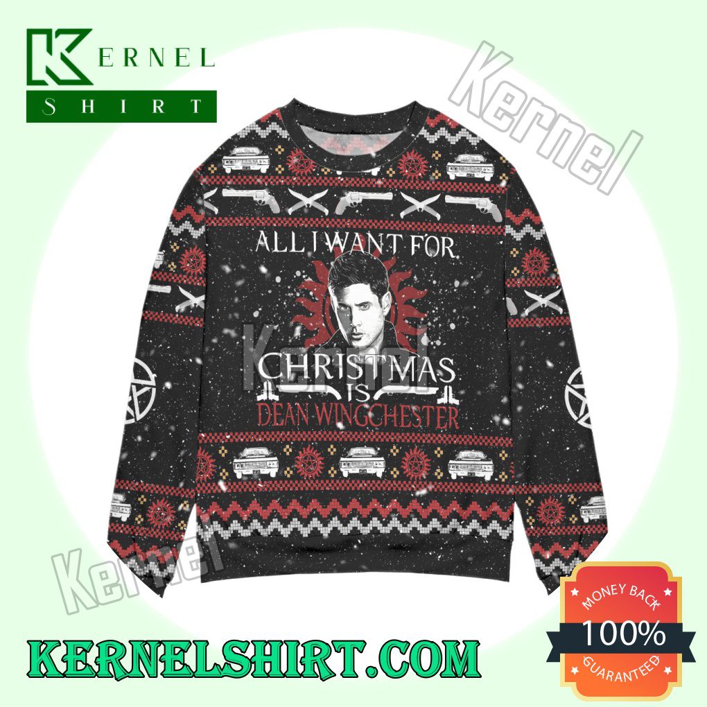 All I Want For Is Dean Winchester Supernatural Knitted Christmas Sweatshirts