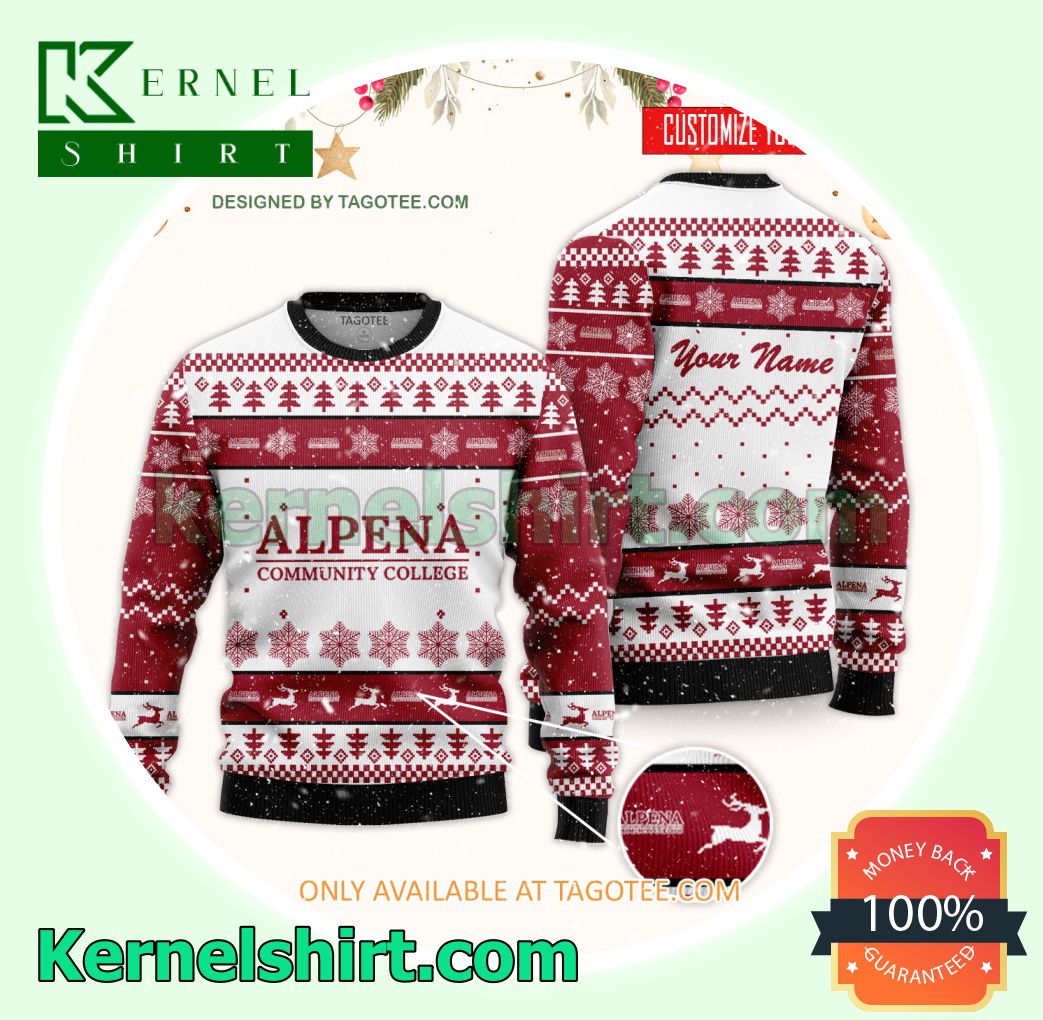 Alpena Community College Logo Xmas Knit Jumper Sweaters
