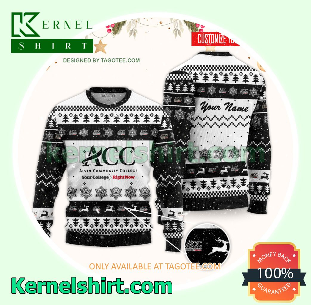 Alvin Community College Logo Xmas Knit Jumper Sweaters