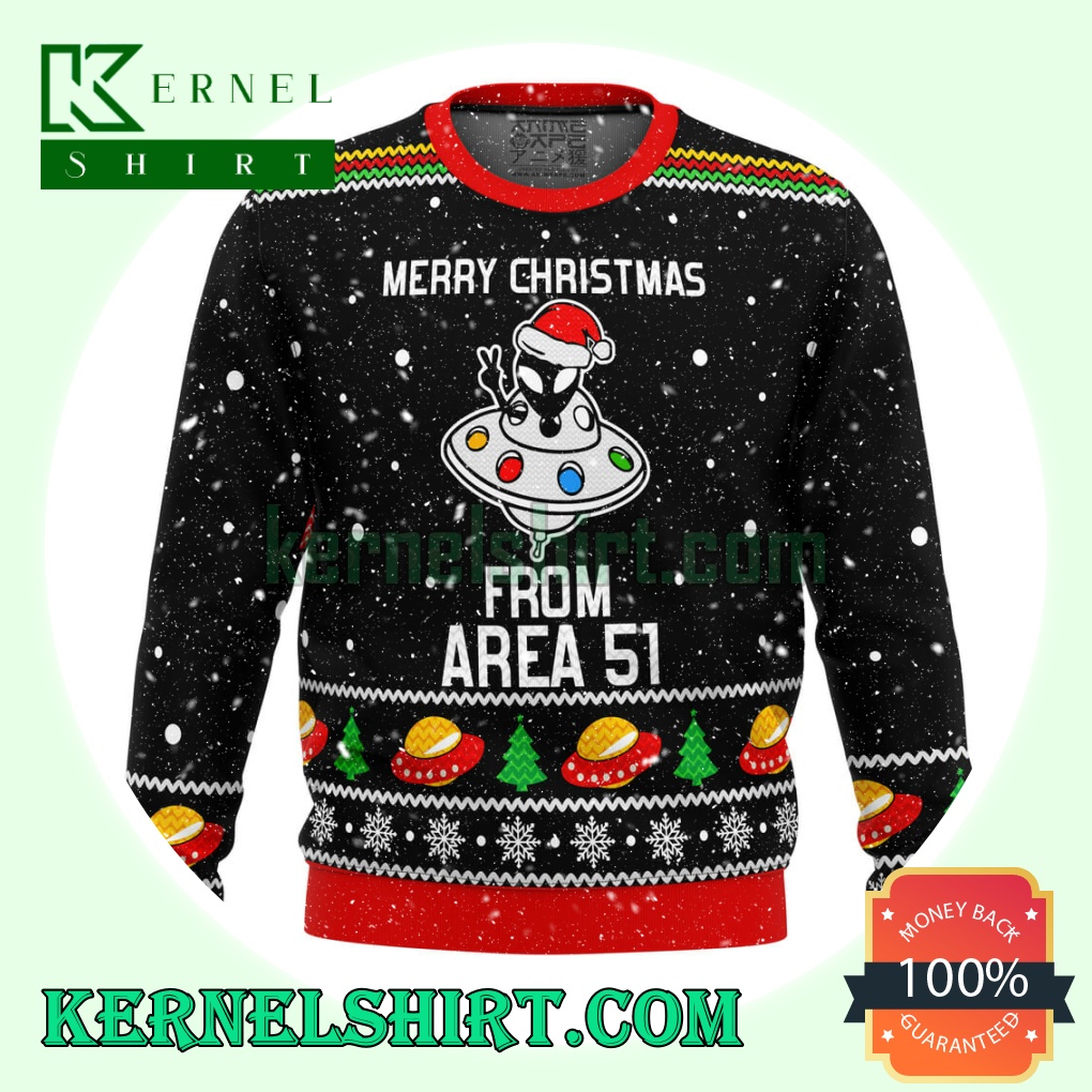 Area 51 Aliens Knitting Christmas Sweatshirts
