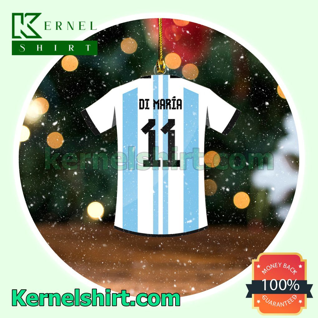 Argentina Team Jersey - Angel Di Maria Fan Holiday Ornaments a