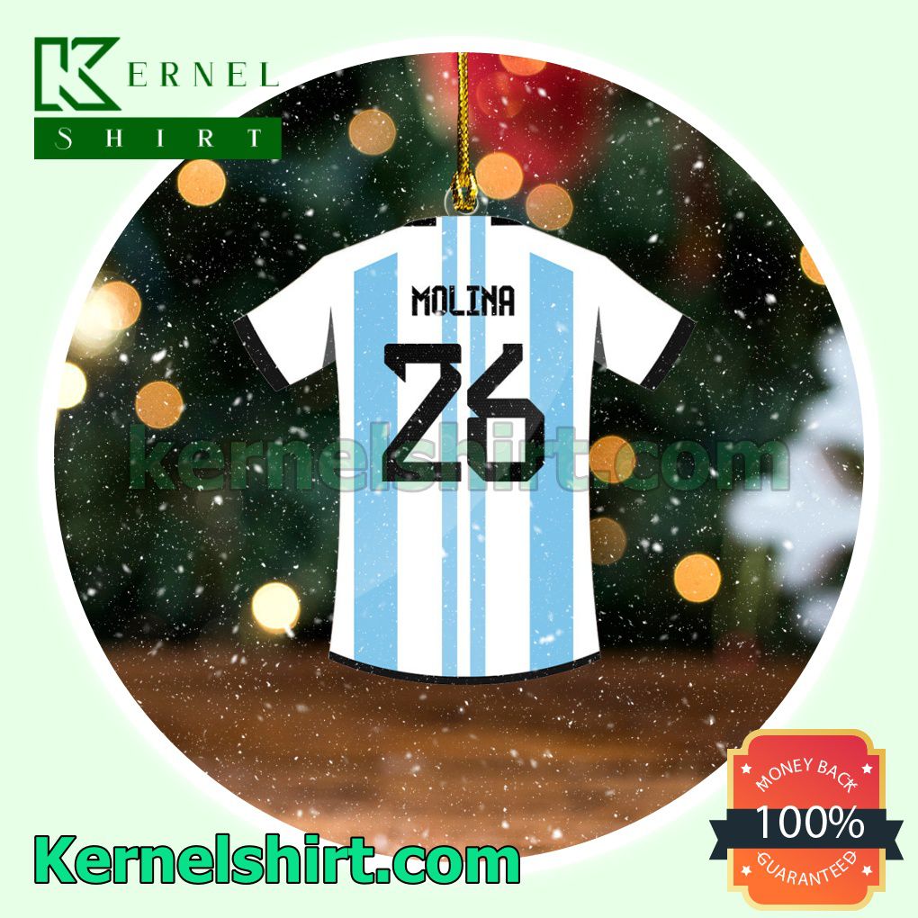 Argentina Team Jersey - Nahuel Molina Fan Holiday Ornaments a
