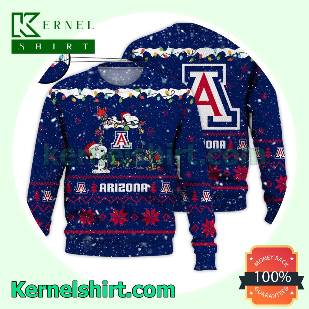 Arizona Wildcats Snoopy Dog House Xmas NCAA Knitted Sweater