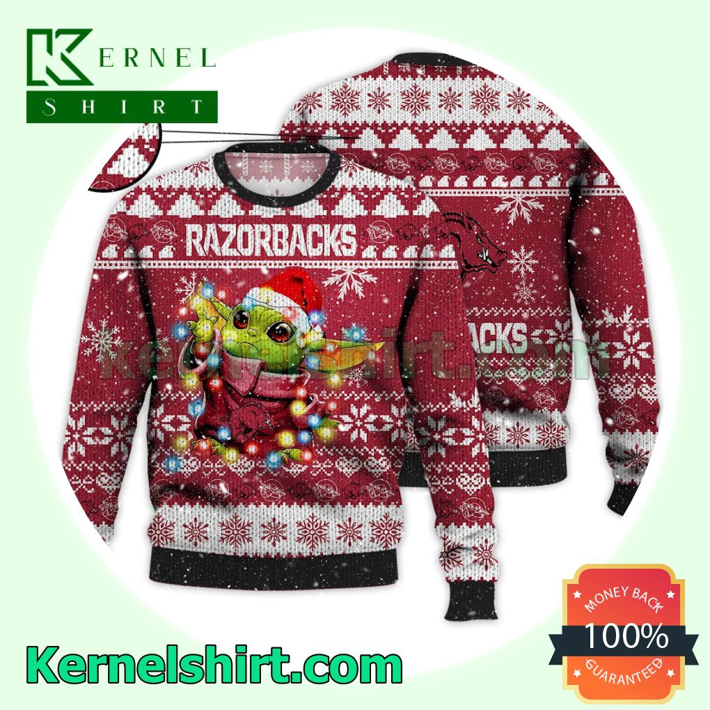 Arkansas Razorbacks Grogu NCAA Xmas Knitted Sweater