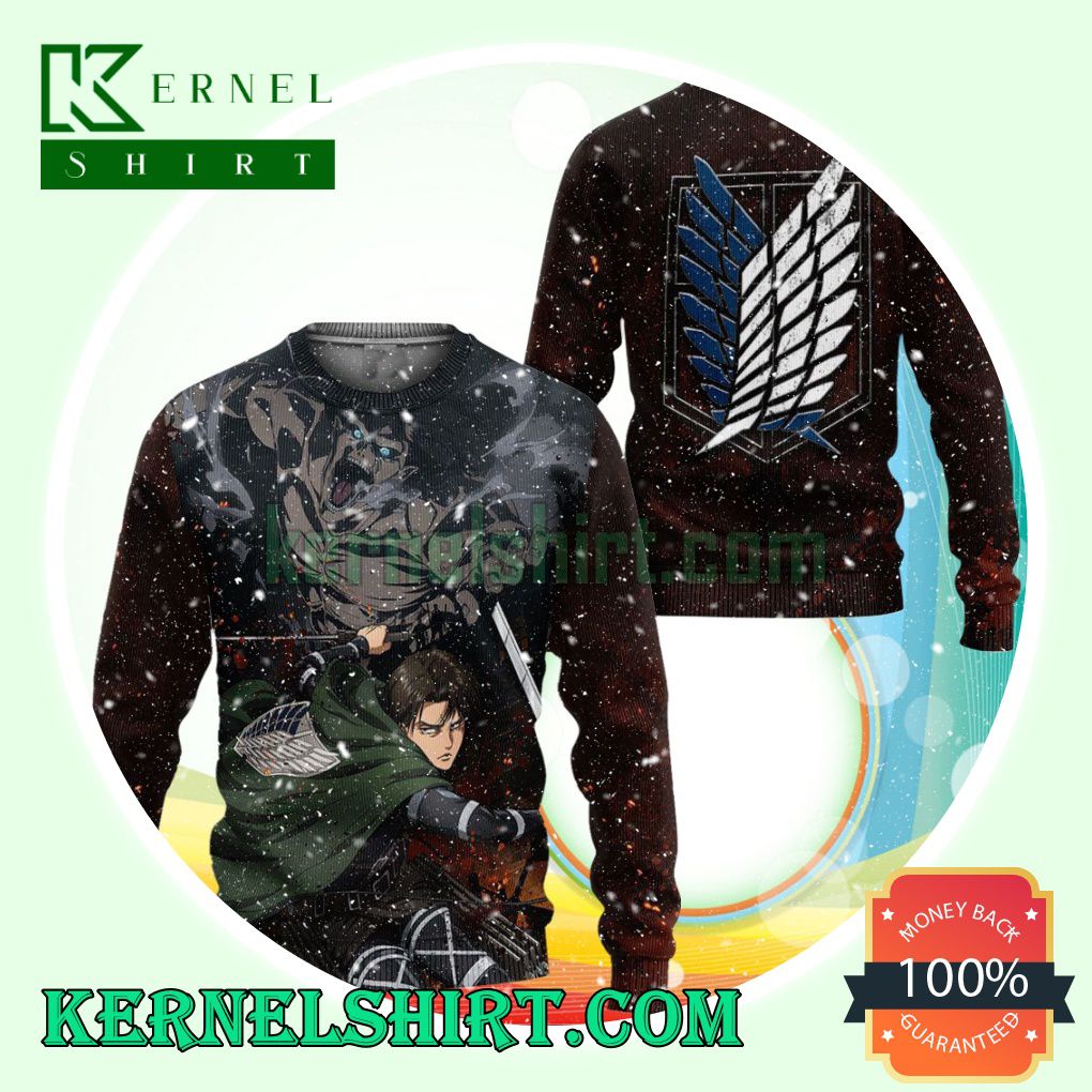 Armin Arlert Levi Attack On Tian Final Season Anime Knitting Christmas Sweatshirts