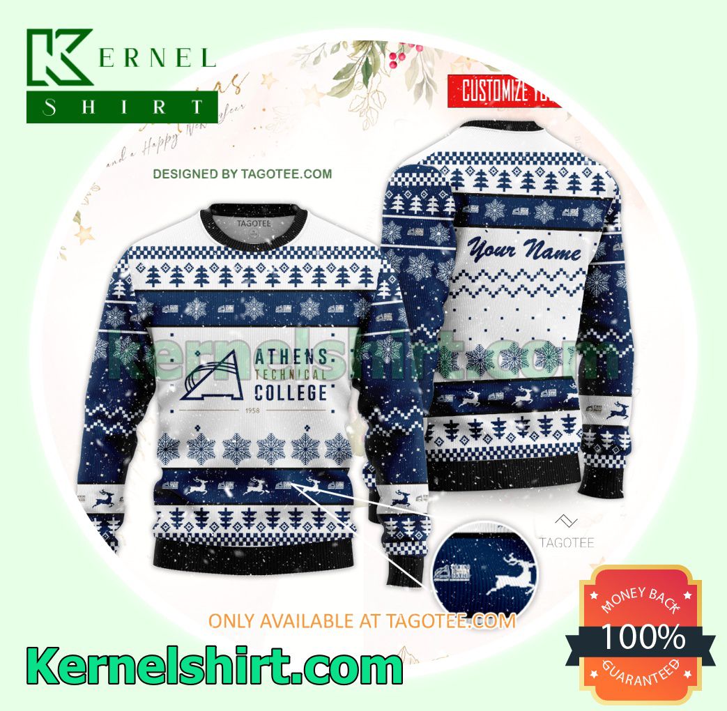 Athens Technical College Logo Xmas Knit Jumper Sweaters