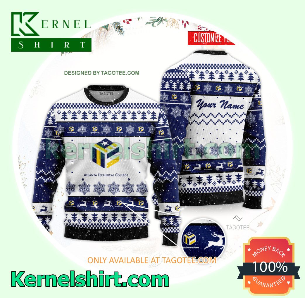 Atlanta Technical College Logo Xmas Knit Jumper Sweaters