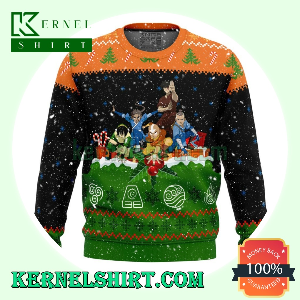 Avatar The Last Airbender On The Chimney Top Manga Anime Knitting Christmas Sweatshirts