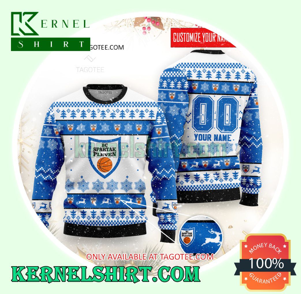 BC Spartak Pleven Club Logo Xmas Knit Sweaters