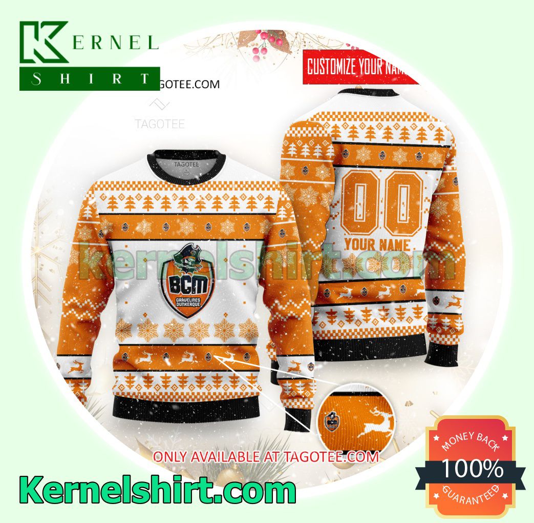 BCM Gravelines-Dunkerque Basketball Club Logo Xmas Knit Sweaters