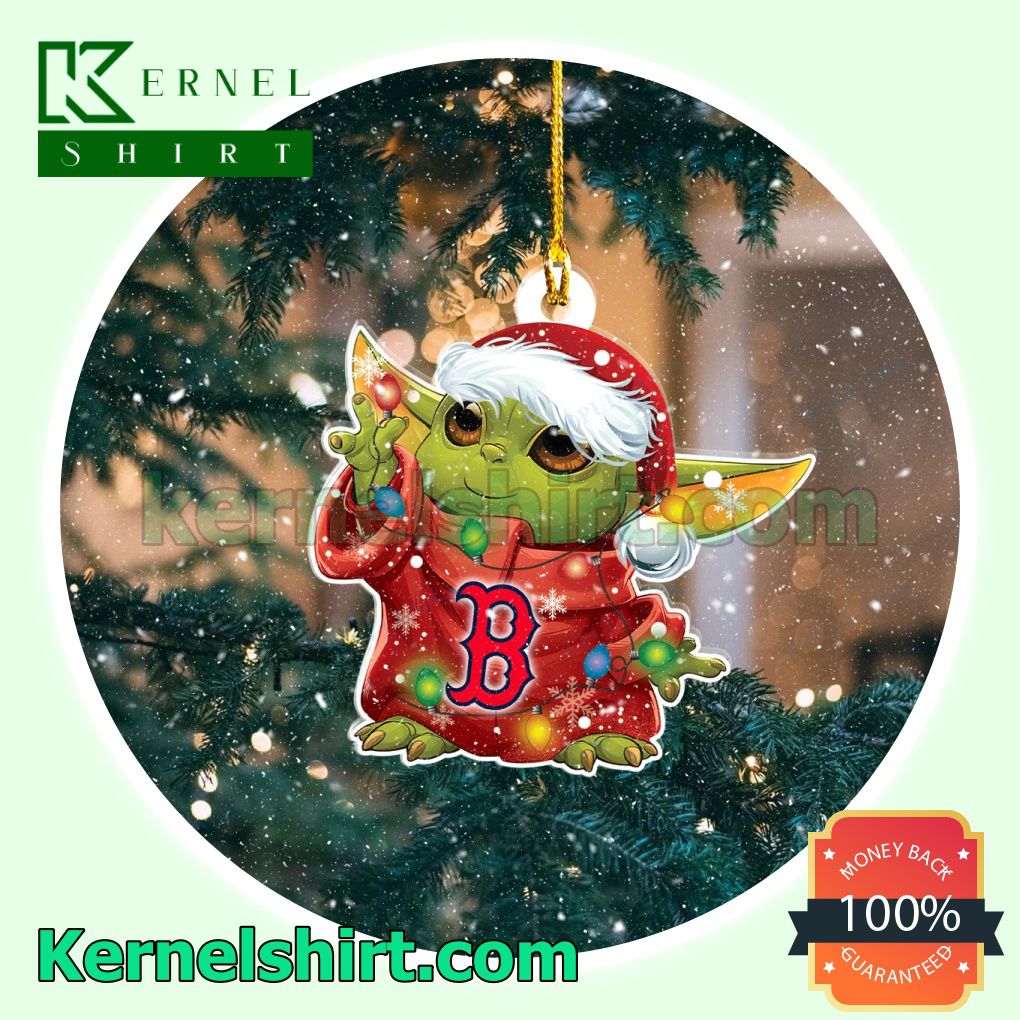 Baby Yoda Boston Red Sox Holiday Ornaments