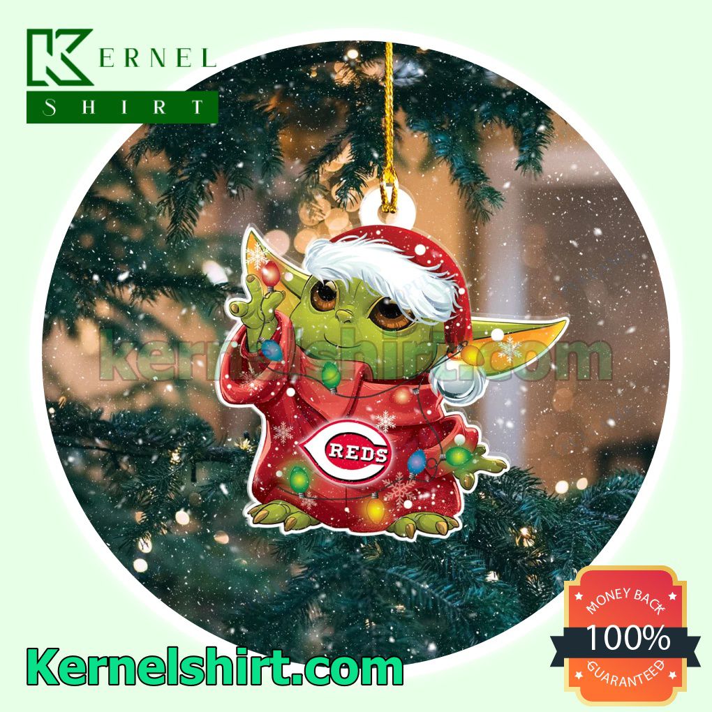 Baby Yoda Cincinnati Reds Holiday Ornaments