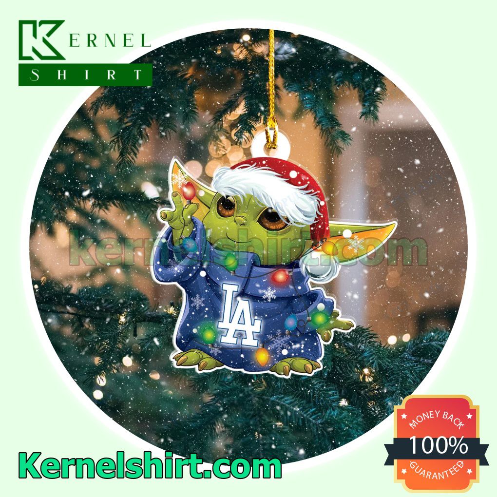 Baby Yoda Los Angeles Dodgers Holiday Ornaments