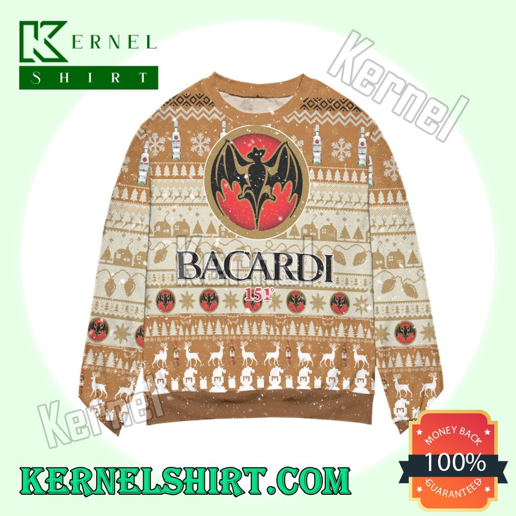 Bacardi 151 Reindeer Knitted Christmas Sweatshirts