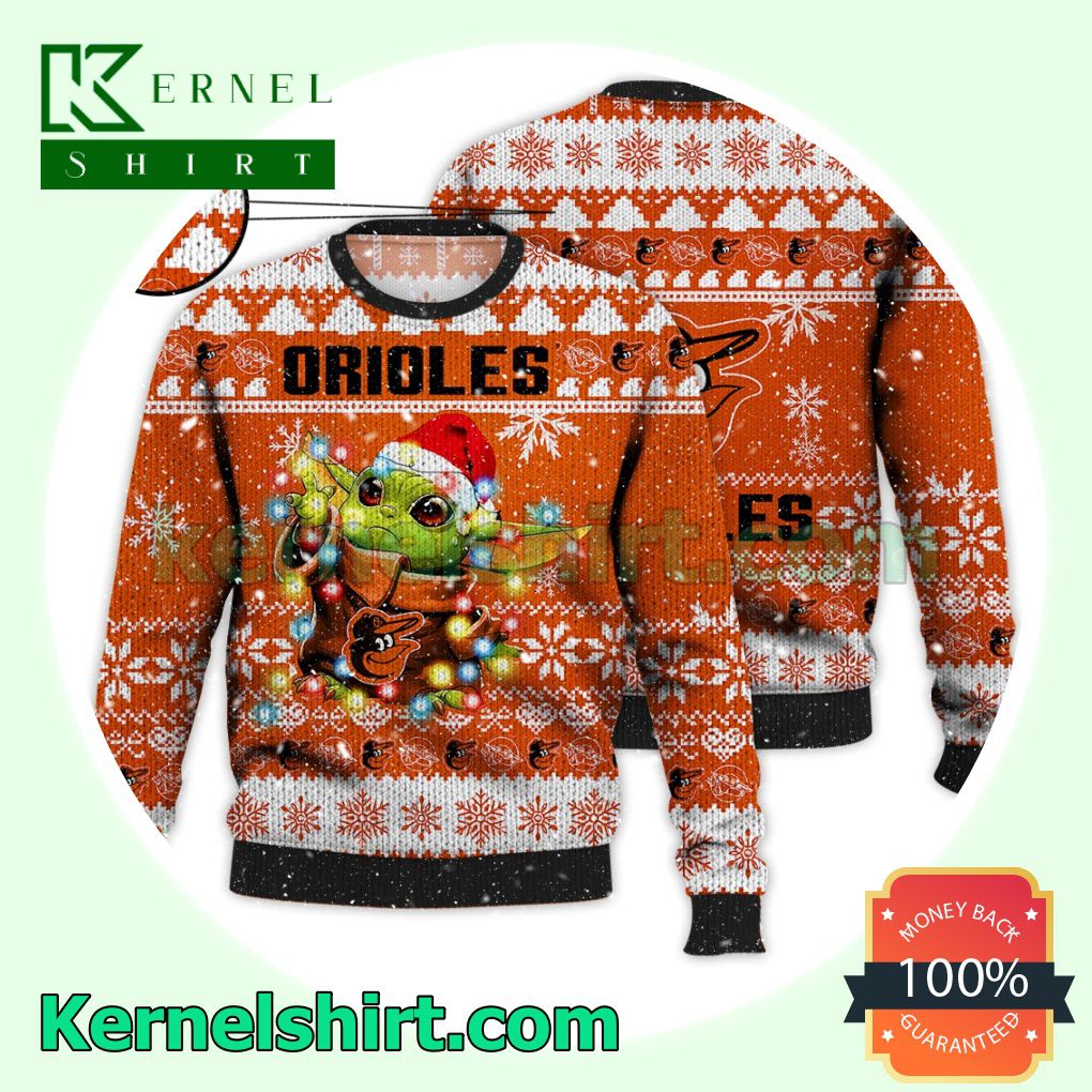 Baltimore Orioles Grogu MLB Xmas Knitted Sweater