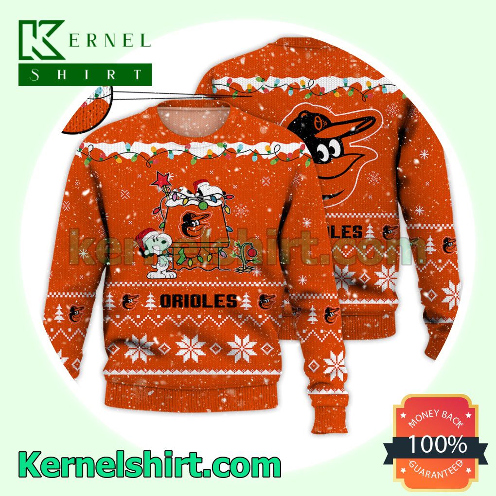 Baltimore Orioles Snoopy Dog House Xmas MLB Knitted Sweater