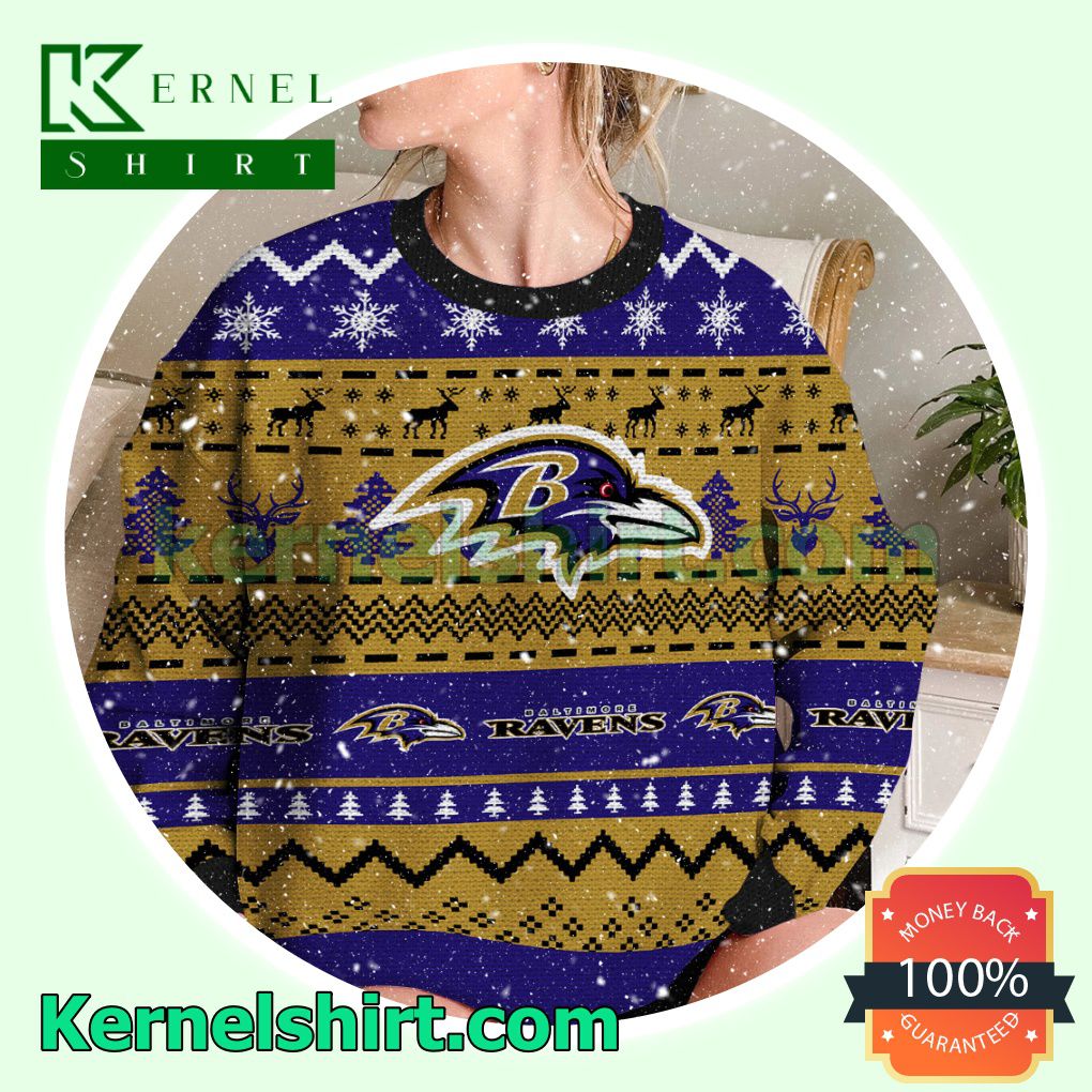 Baltimore Ravens NFL Funny Knitted Christmas Jumper a