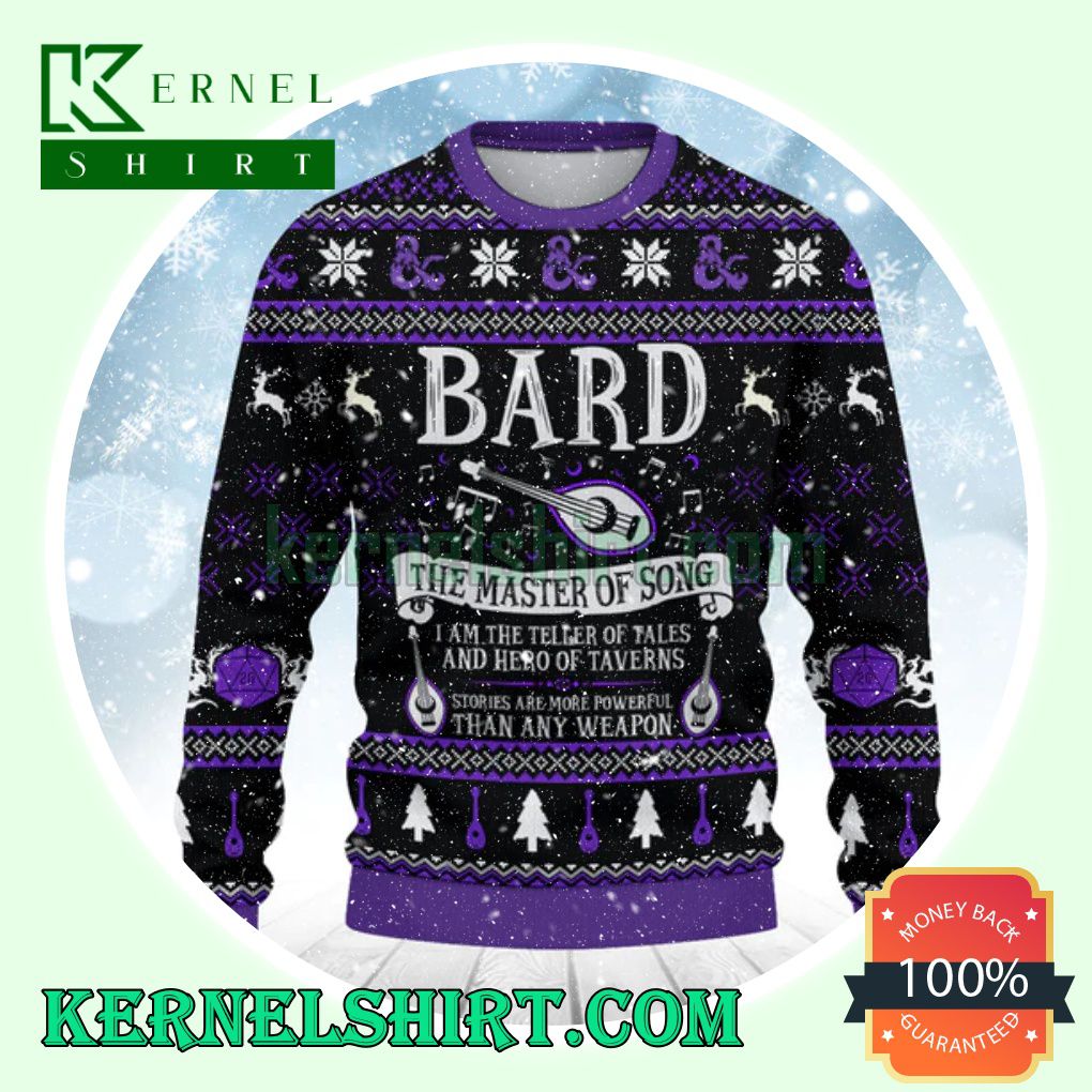 Bard The Master Of Song D20 Dungeons Xmas Knit Sweaters