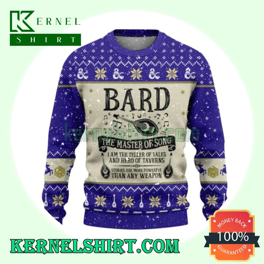 Bard The Master Of Song Purple D20 Dungeons Xmas Knit Sweaters