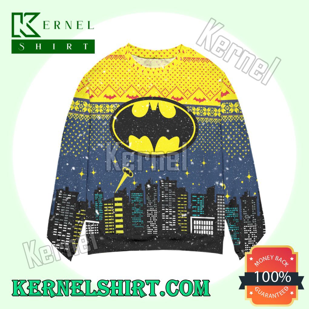 Batman Logo City Nights Knitted Christmas Sweatshirts