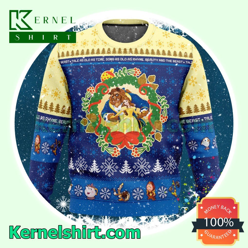 Beauty And The Beast Disney Tale As Old As Time Knitted Christmas Jumper