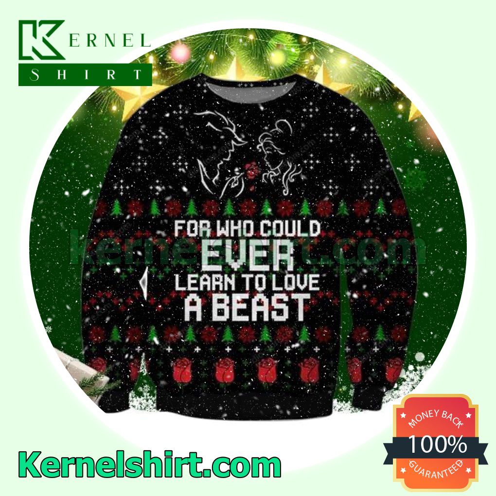 Beauty And The Beast Learn To Love A Beast Disney Knitted Christmas Jumper