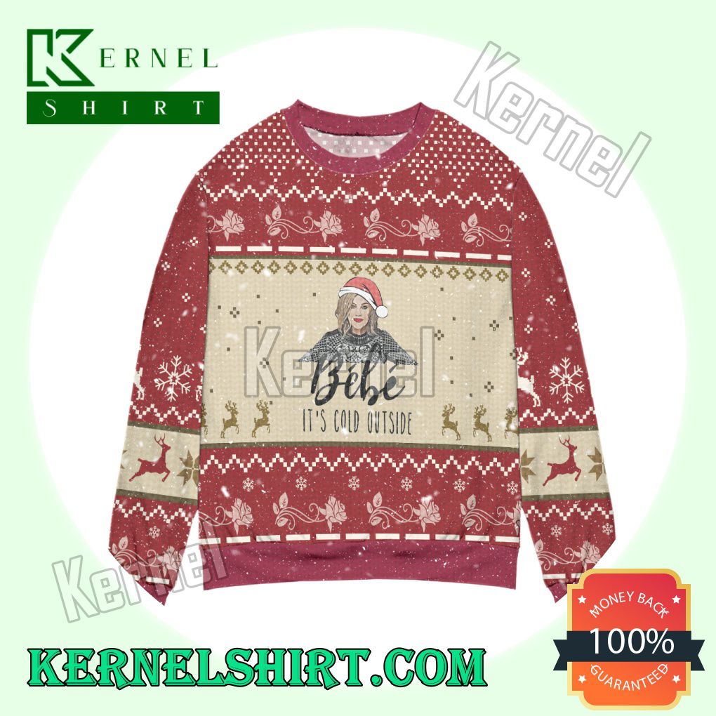 Bebe It's Cold Outside Schitt's Creek Reindeer & Snowflake Knitted Christmas Sweatshirts