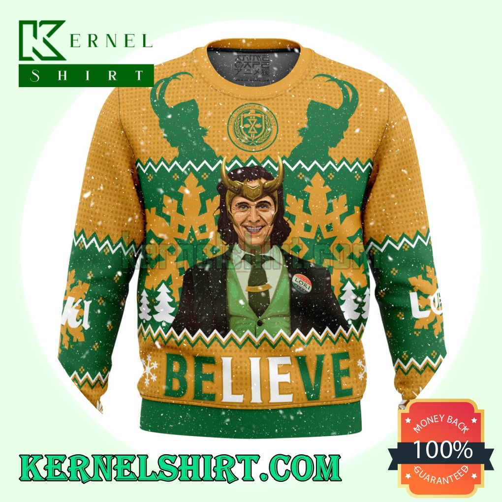 Believe Loki Marvel Knitting Christmas Sweatshirts