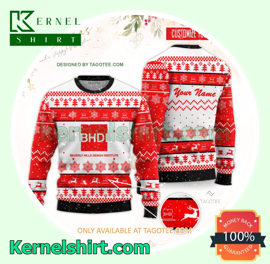 Beverly Hills Design Institute Logo Xmas Knit Jumper Sweaters