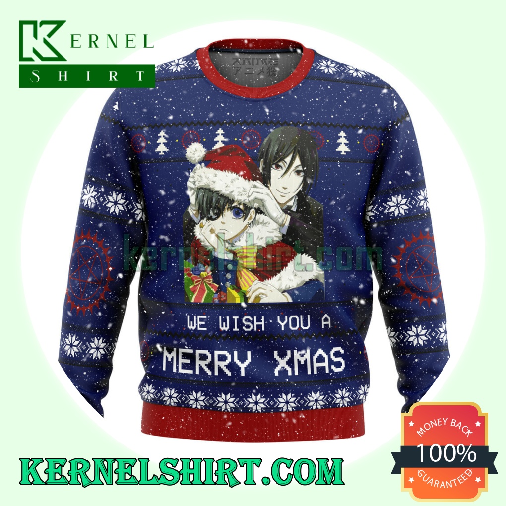 Black Butler Merry Xmas Knitting Christmas Sweatshirts