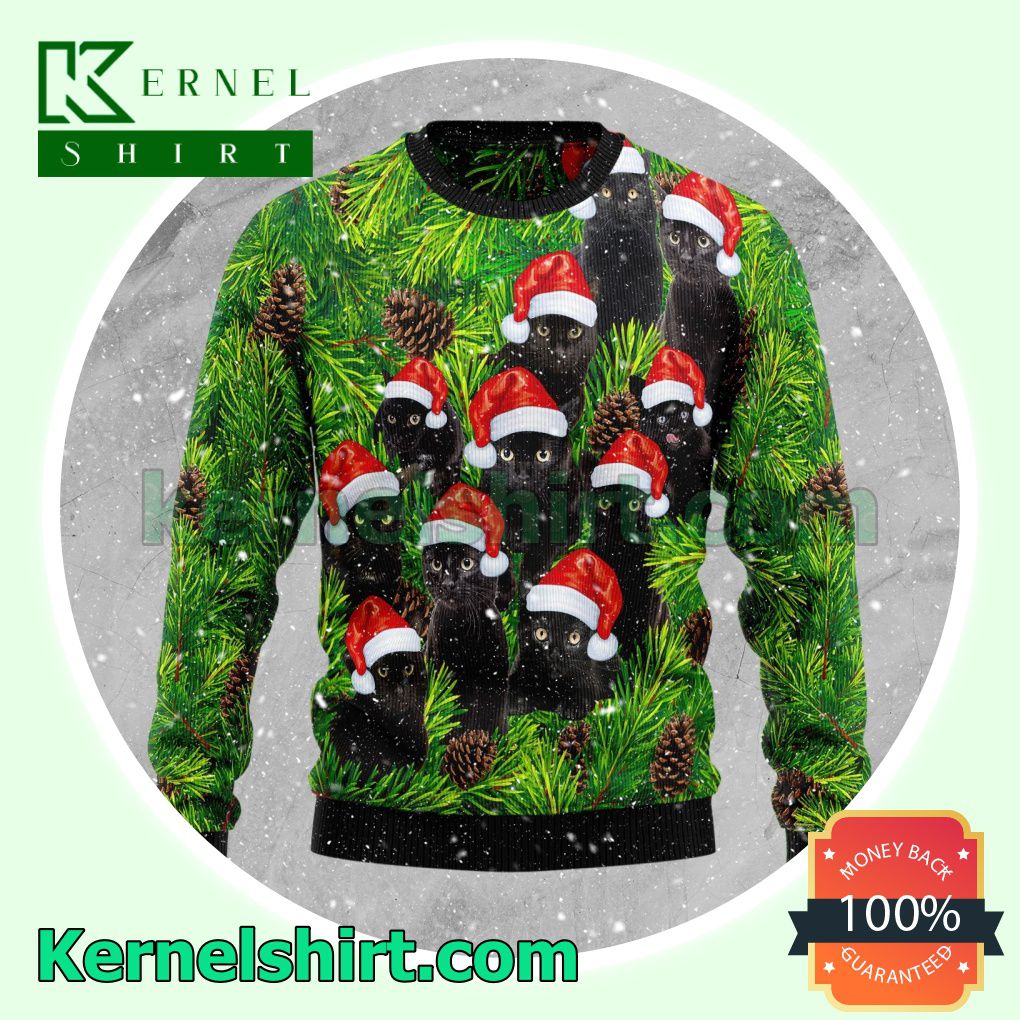 Black Cat Christmas Tree Xmas Christmas Sweatshirts