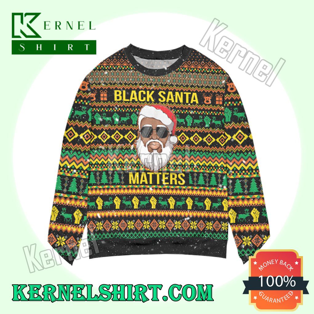 Black Santa Matters Knitted Christmas Sweatshirts