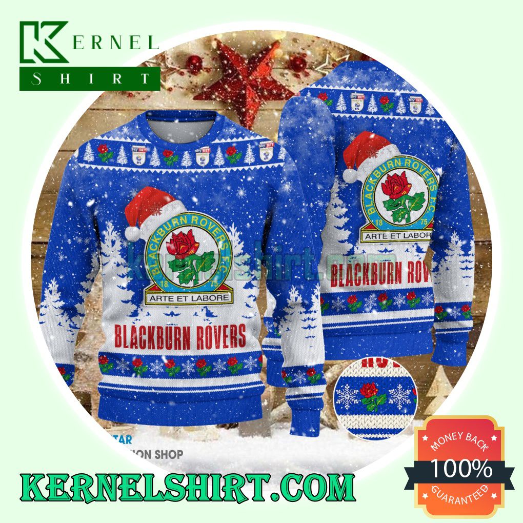 Blackburn Rovers Club Santa Hat Xmas Knit Sweaters