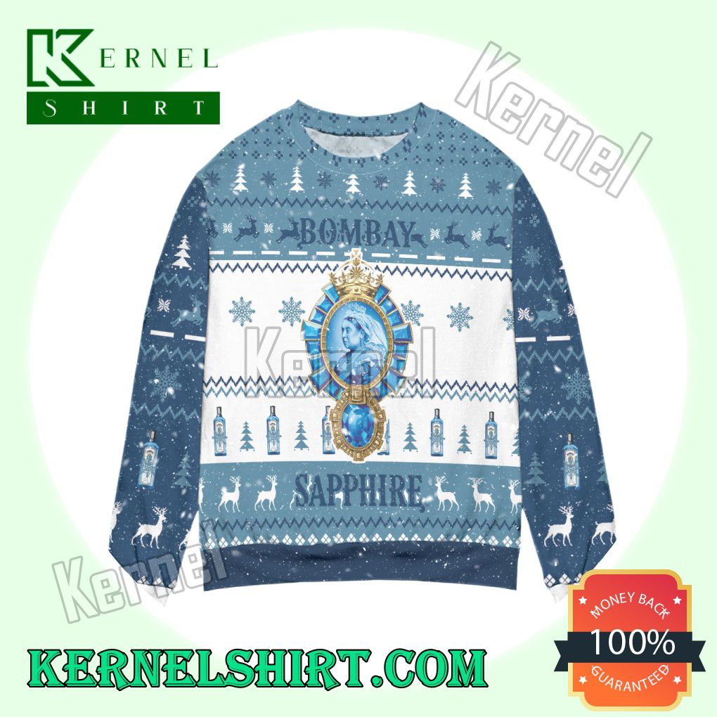 Bombay Sapphire Whisky Pine Tree Knitted Christmas Sweatshirts