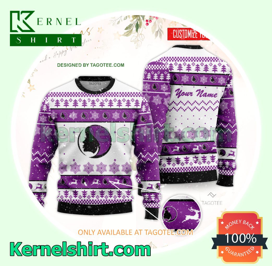 Bonnie Joseph Academy of Cosmetology & Barbering Logo Xmas Knit Jumper Sweaters