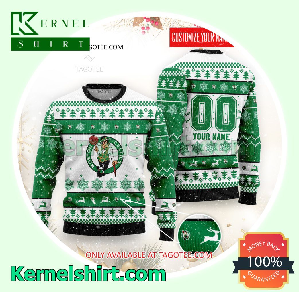 Boston Celtics Basketball Club Logo Xmas Knit Sweaters